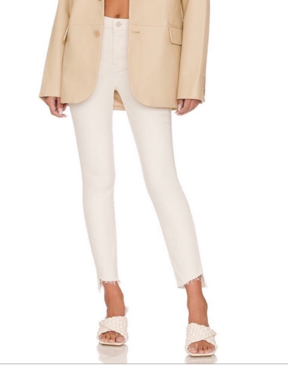 MOTHER The Looker Ankle Step Fray in Cream Puffs Size 26